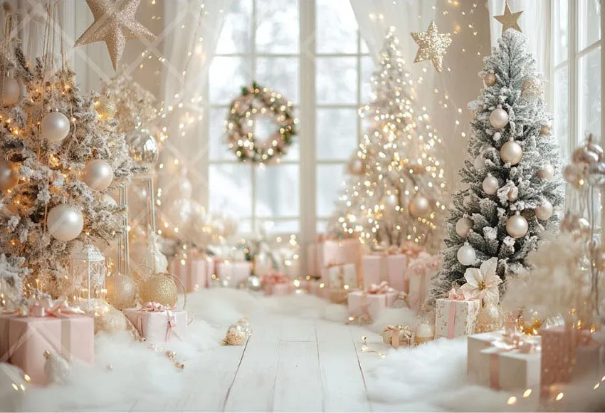 Mehofond Photography Background Magical Christmas Pink Gifts Winter Xmas Tree Kids Holiday Portrait Decor Backdrop Photo Studio