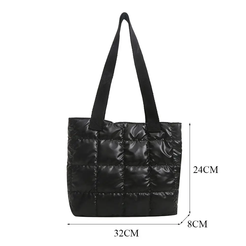 Women Retro Personality Large Capacity Quilted Shoulder Bags Casual Solid Color Handbags Down Cotton Padded Tote Shopping Bags