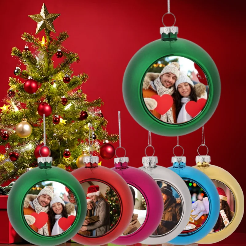 Pendentif de décoration par sublimation de boule de noël personnalisé de 3.15 pouces, ornement de boule de noël DIY, cadeau personnalisé
