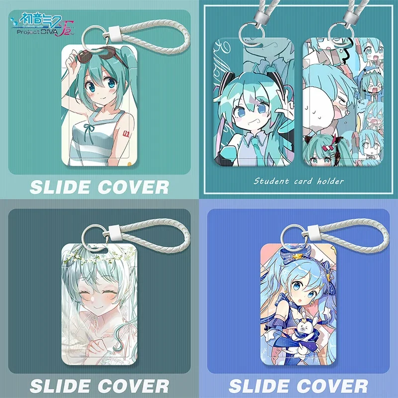 Hatsune Miku Card Holder Anime Credit ID Bank Bus Card Photo Display Holder Protective Case Pendant Office School Supplies Gift