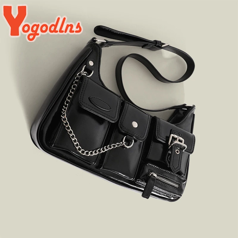 Brand Design Chain Women Underarm Bag Multiple Pockets Ladies Shoulder Crossbody Bag Fashion PU Leather Purse Handbag