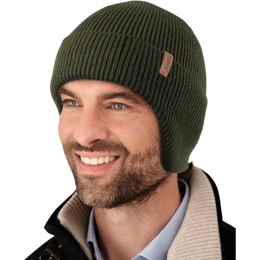 

FURTALK Winter Beanie Hats with Earflap for Men Warm Fleece Line Knitted Outdoor Caps