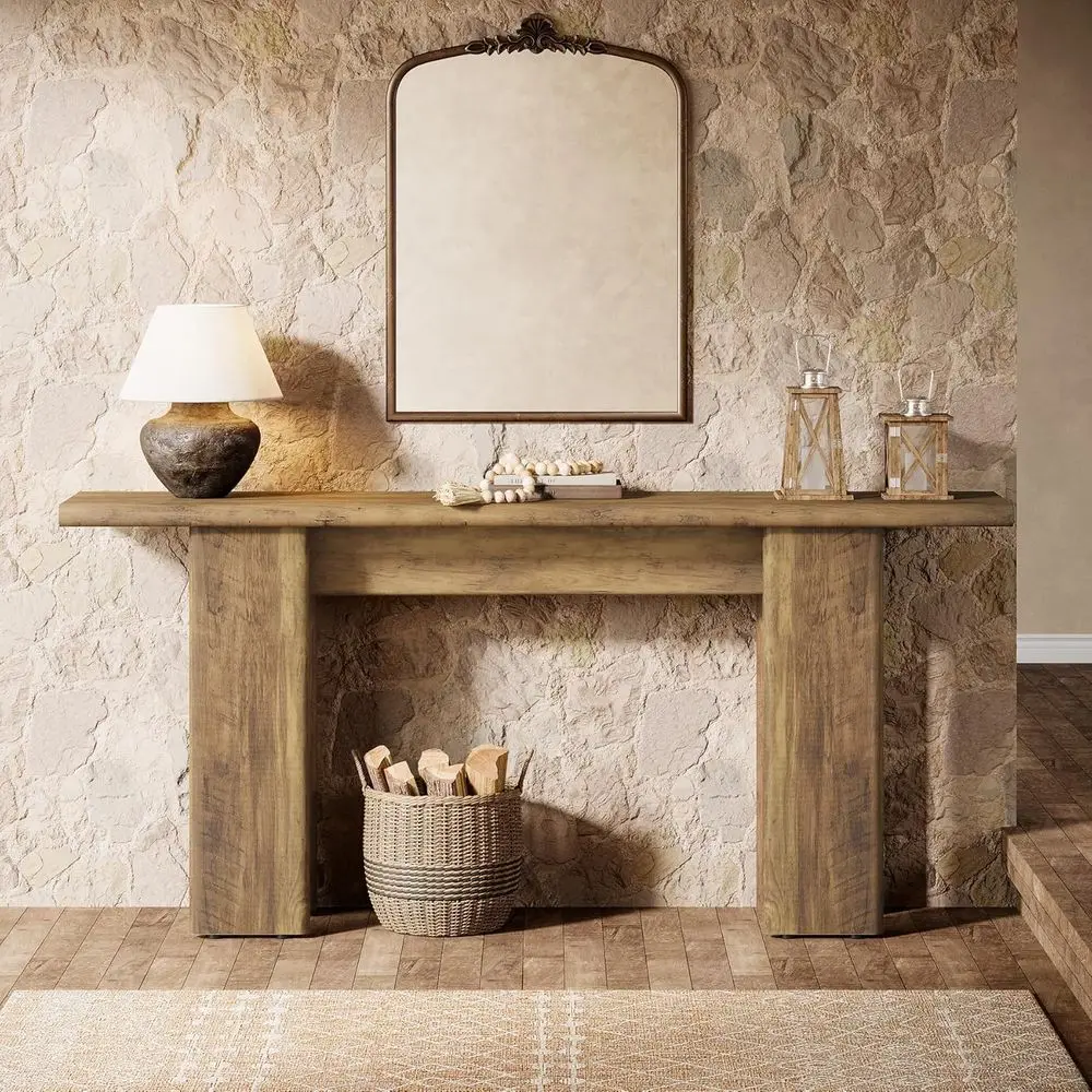 طاولة مدخل ضيقة طويلة وحديثة من منتصف القرن 70.87، طاولة أريكة بنية للممر وغرفة المعيشة #3