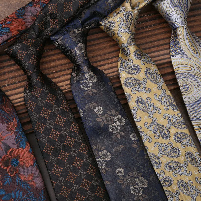 Fashion Vintage Paisley Navy Striped Neck Ties For Men 8cm Boy Wedding Party Office Daily Formal Neckties Suit Accessories Gifts