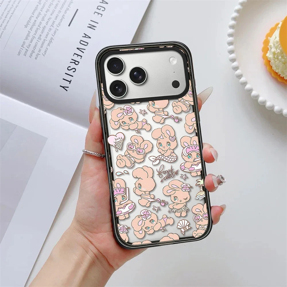 Cute Cross Dressing Rabbit Impact Black Border Magnetic Phone Case Cover for IPhone 13 14 15 16 17 Pro Max Case for IPhone Air