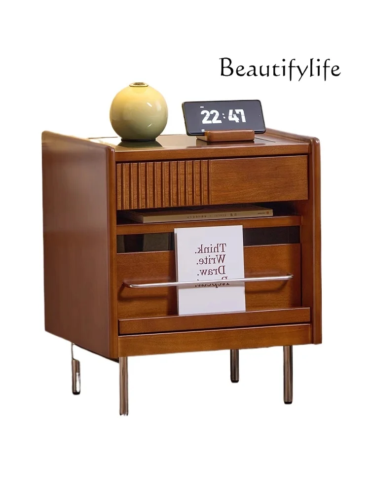 

Nordic Designer Chinese Style Bedside Table Small Apartment Bedroom Boxwood Storage Cabinet