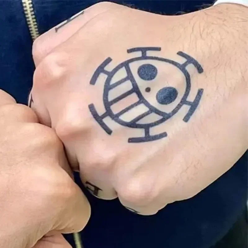 Anime Trafalgar D Water Law Cosplay Tattoo Waterproof Temporary Character Prop Letter Stickers Fashion  Party Accessories Gift