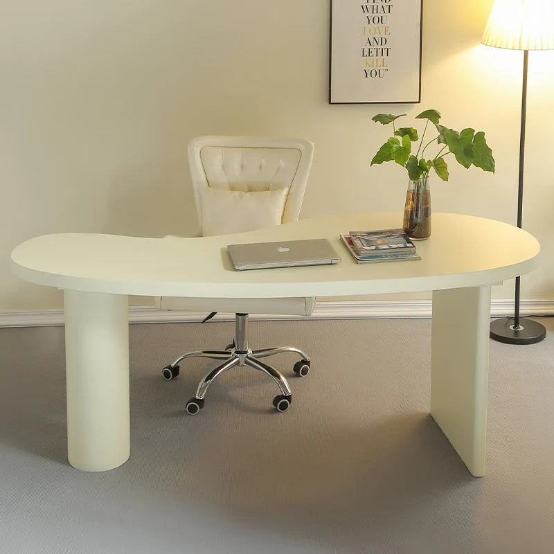 Simple modern solid wood desk computer desk special-shaped office light luxury home designer workbench