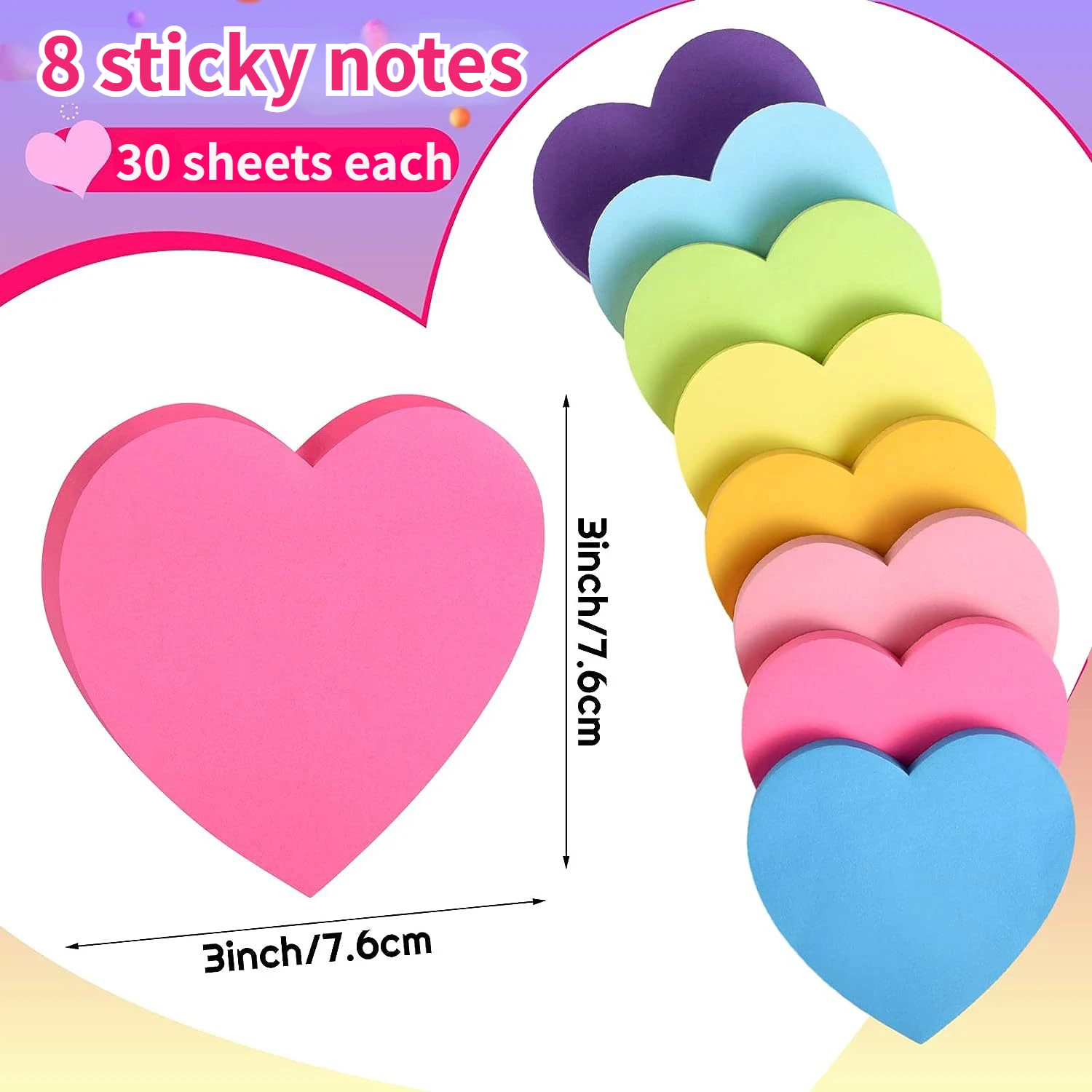 240 pages 8 colors Love shape Sticky Notes Memo Pad To Do List Self-adhesive Notepad Journal Planner Sticker Office Supplies