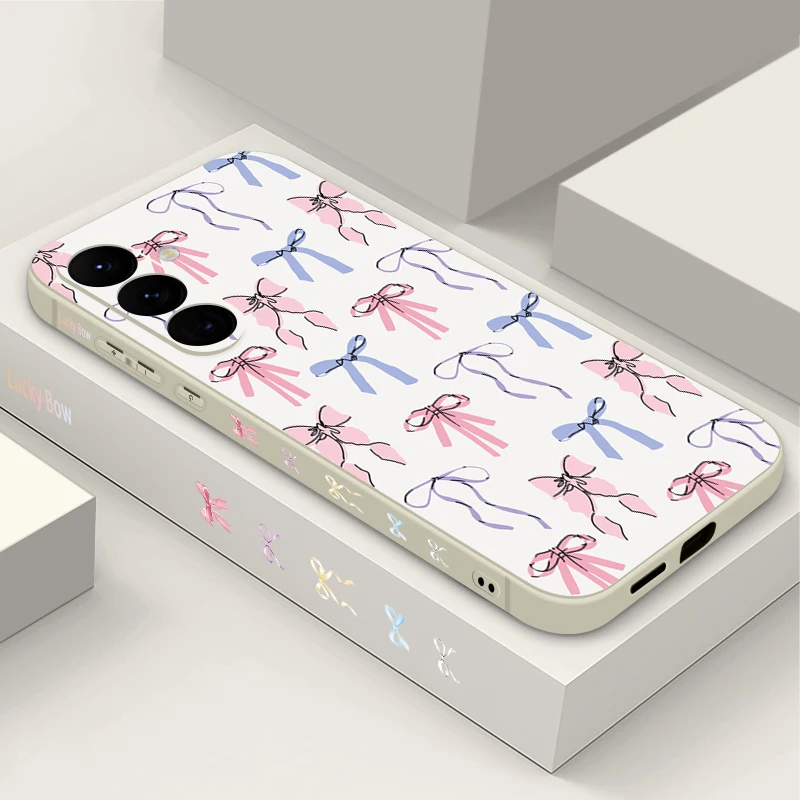 Soft TPU Case For Samsung Galaxy S26 S24 S23 S22 Ultra S25 FE A57 A17 A56 A16 A55 A15 A36 Colorful Ribbon Bow Print Phone Cover