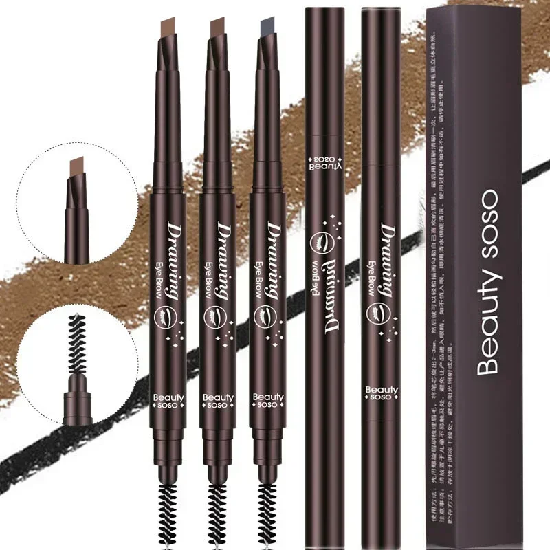 Double Ended ดินสอเขียนคิ้วกันน้ํา Long Lasting Eyebrow Enhancers แต่งหน้าเครื่องสําอางค์เครื่องมือแปรง Brow Extension ดินสอ