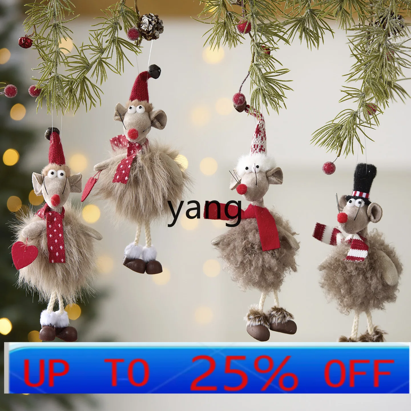 

LMM cute mouse pendant plush doll christmas tree pendant christmas decorations