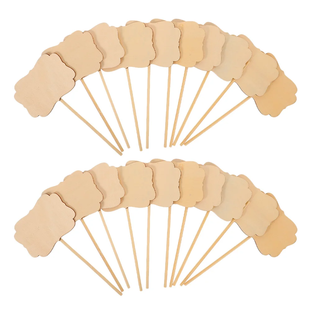 

20 Pcs Plants Wooden Placard Garden Marker Flower Label Craft Pendant Khaki Gardening Accessories Sign Board