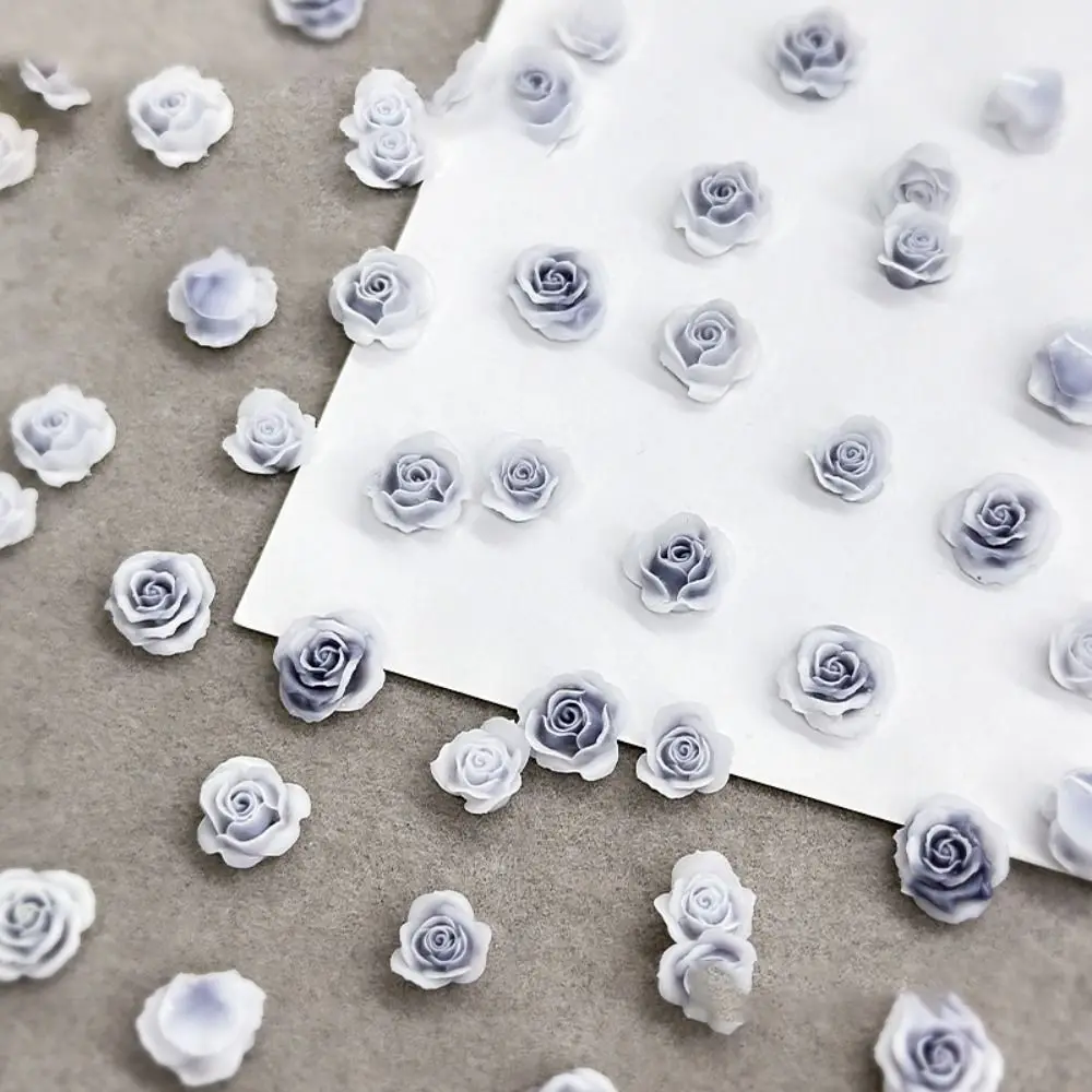 Camélia en résine 3D pour décoration d'ongles, 50 pièces, Simulation de fleur de nuit foncée, accessoires camélia bicolore, taille mixte Vintage