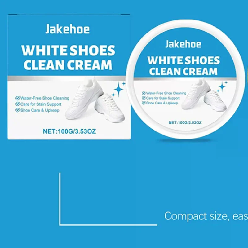 White Shoe Cleaner Cream, Multipurpose No Wash Cleaning Paste With Sponge For Leather Sneakers Soles Removes Dirt
