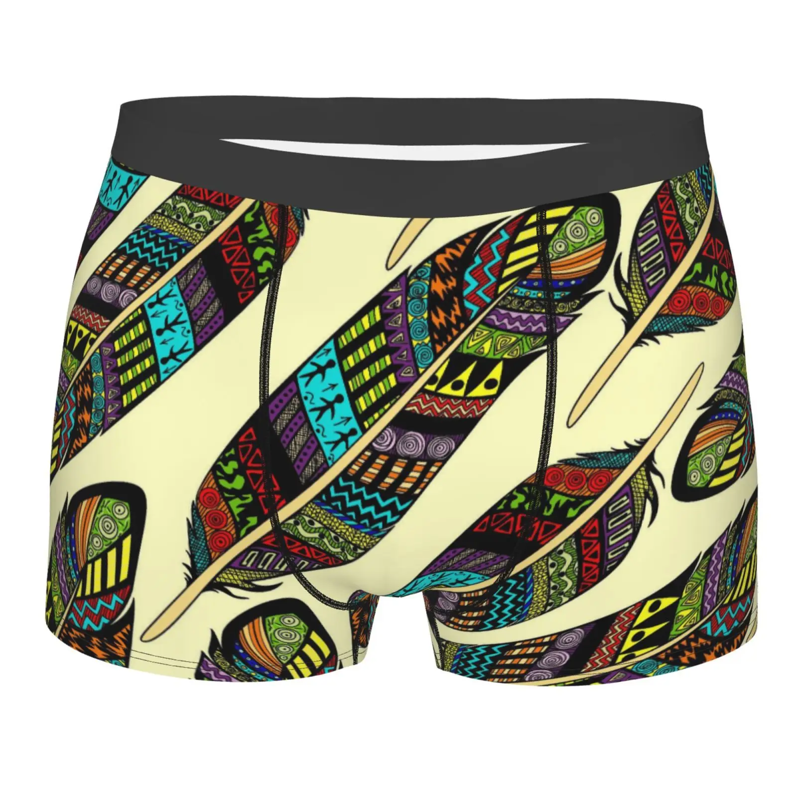 

Colored Feathers Print Men's Underwear Healthy Soft Comfortable High-Quality Men's Briefs Stylish Trendy Casual Sports Panties