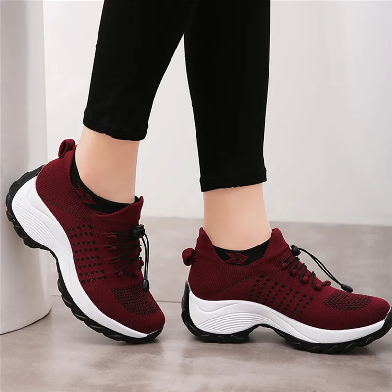 Dames Wandelschoenen Mode Sok Sneakers Ademen Comfortabele Verpleegschoenen Casual Platform Loafers Anti-Slip