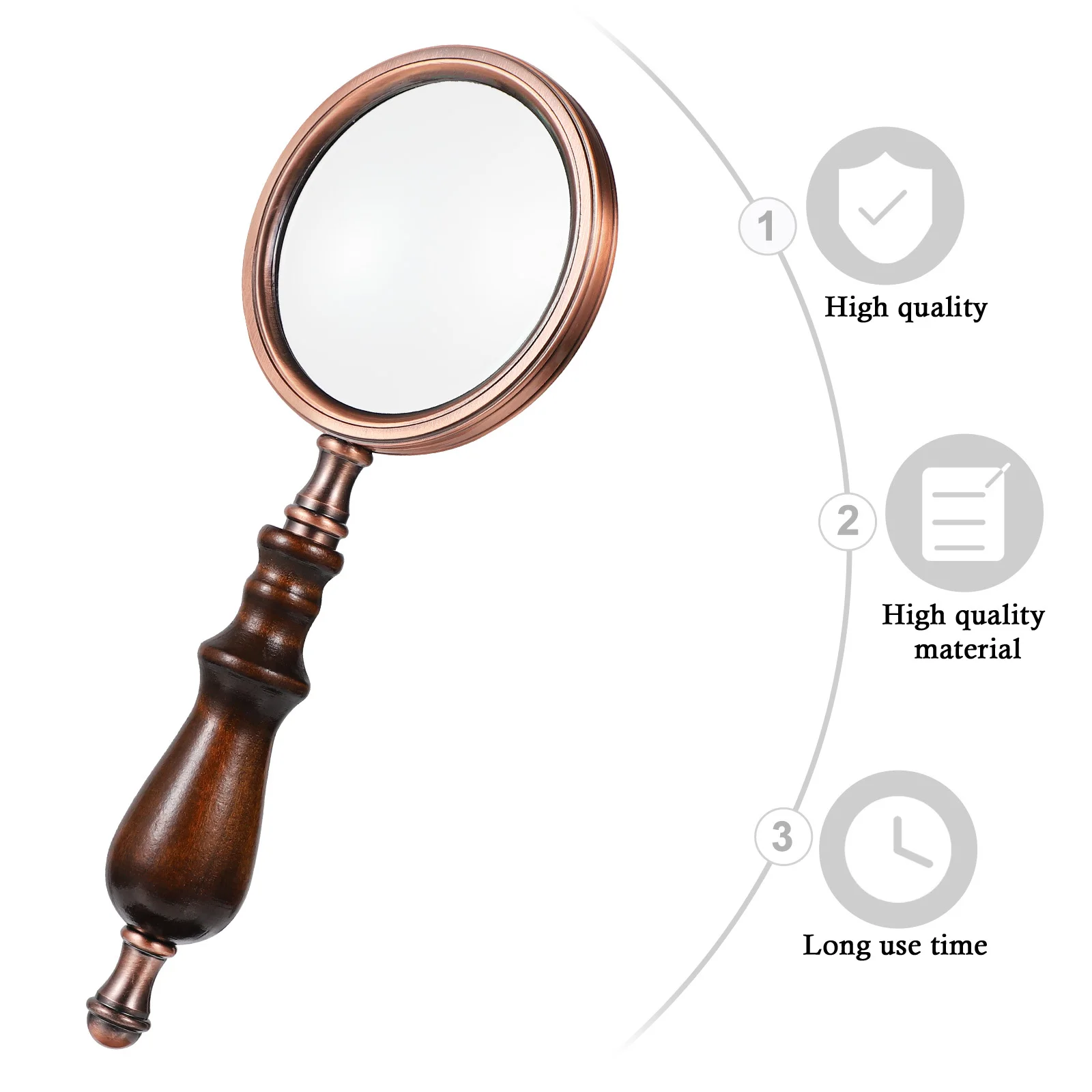 

1Pcs Reading Magnifying Glass Retro Optical Glass Lens Wood Elderly Handheld Reading Magnifier Lightweight Portable