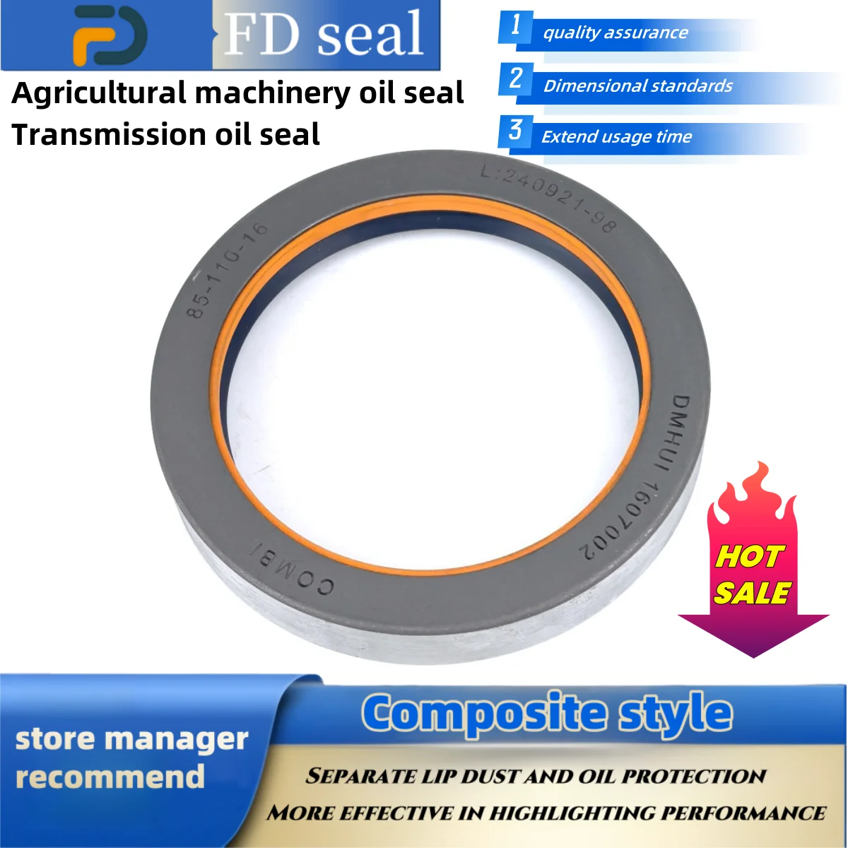 NBR+AU Oil Seal 80*110*16mm 12001908B Tractor Shaft Seal Transmission Seal Accessories Drive Shaft Accessory ISO 9001Repair Tool