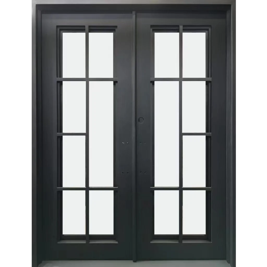 Custom High Quality  wrought iron door price  iron doors with top transom   external iron doors for villas