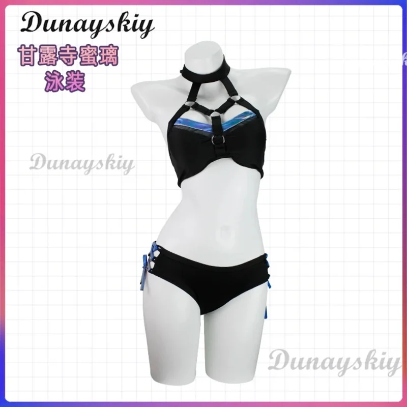 Anime Kanroji Mitsuri Cosplay Swimsuit Cardigan Swimsuit Set Summer Bikini Beach Cosplay Costume Wig Sock Gift