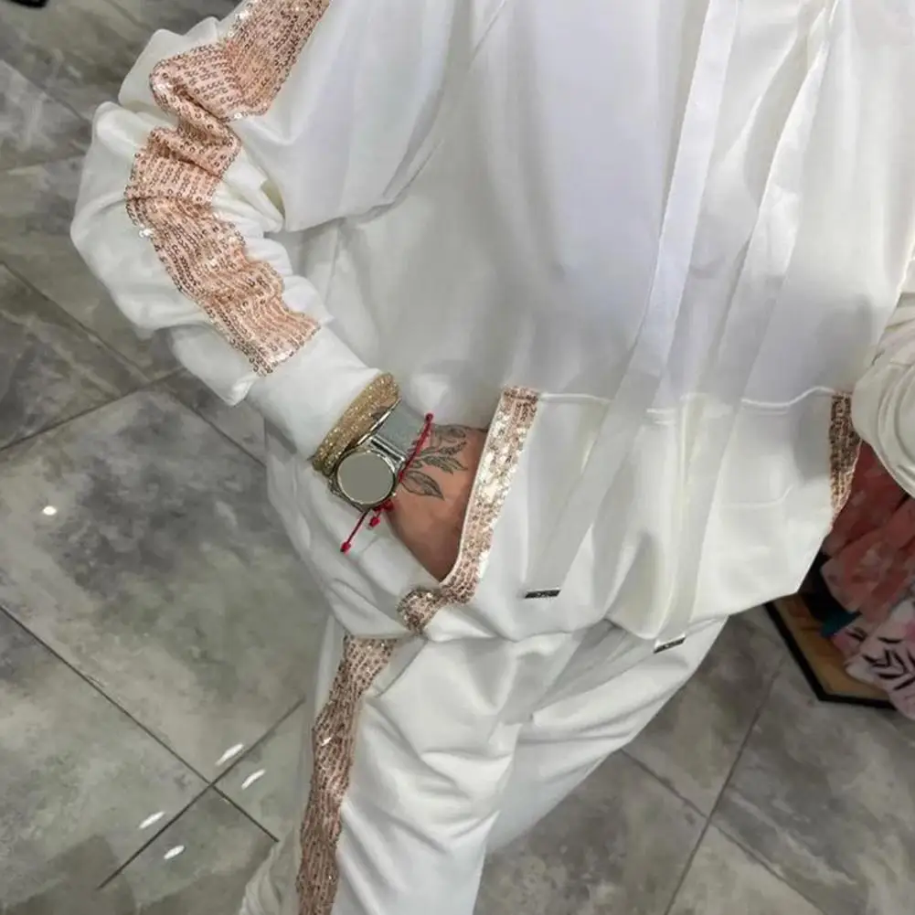 

Spring Hoodie Pants Suit Women Fall Sport Clothes Women's Sequined Pocket Hoodie Pants Set for Daily Wear Sport Outfit Solid