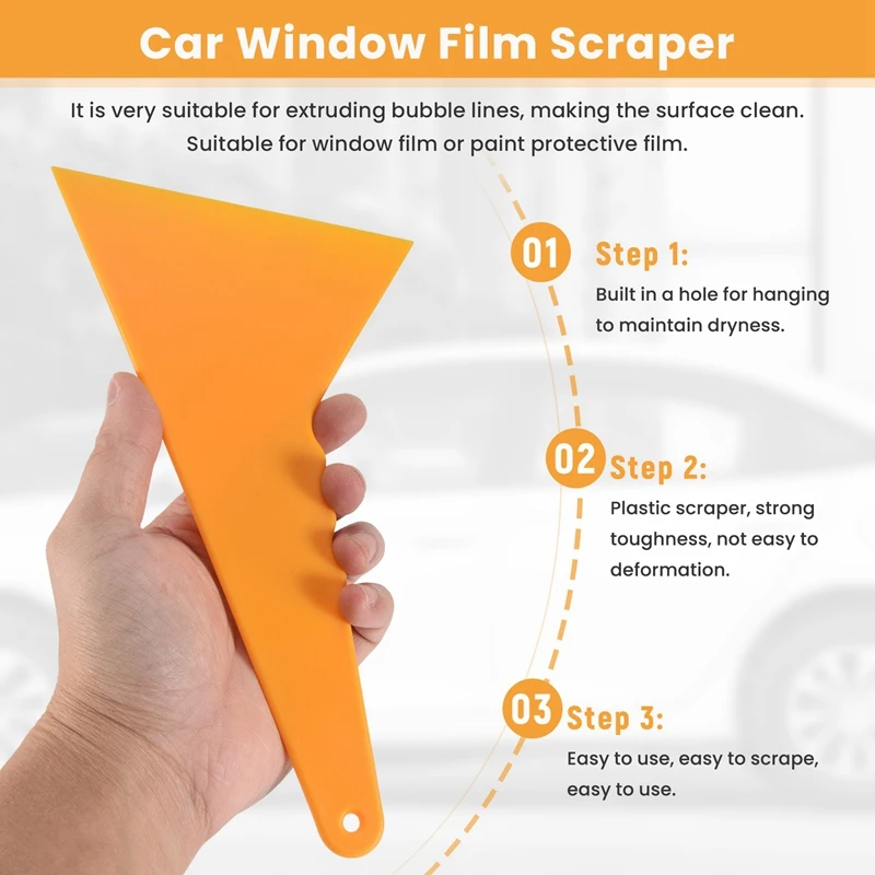 プラスチック製の窓ステッカー,車の窓用の黄色のステッカー,スクレーパー,クリーニングツール