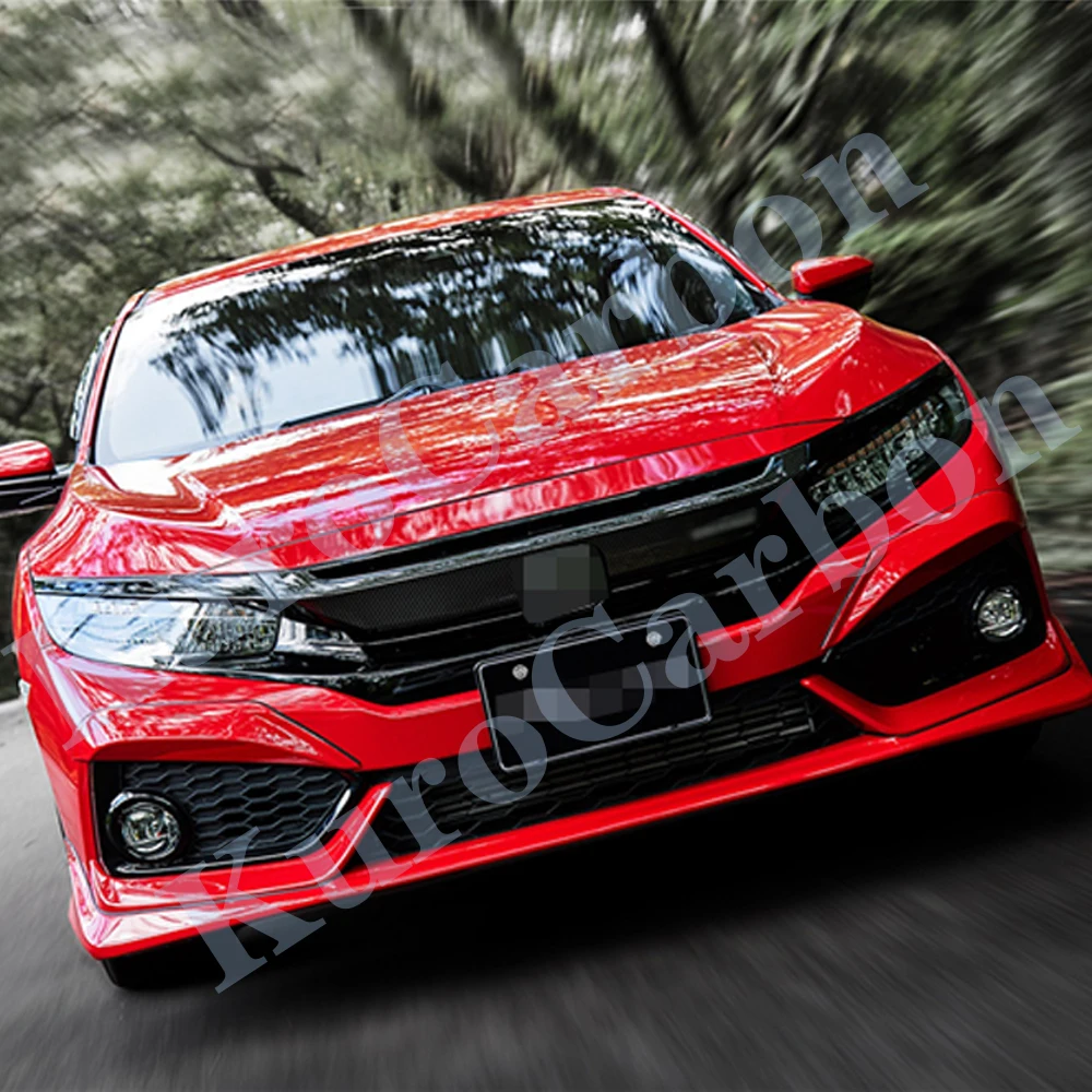 2pcs Mu-Style FRP Side Fins Splitters Add on Front Bumper Fog Lamp Eyebrow For 2017-2019 Honda Civic FK7 Hatchback