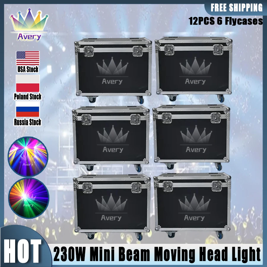 

0 Tax 6Pcs Fly Case For Factory Price Lyre Sharpy Beam 230W 7R Stage Moving Head Beam Mini 230W 7R DMX Stage Lights With Gobo