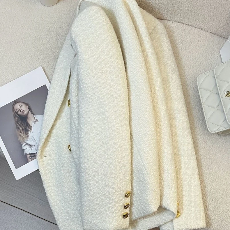 Damenjacke Herbst Winter Einfache Pendler Damen Zweireiher Modetrend Nischenanzug Xiaoxiangfeng Jacke 2026 Blazer