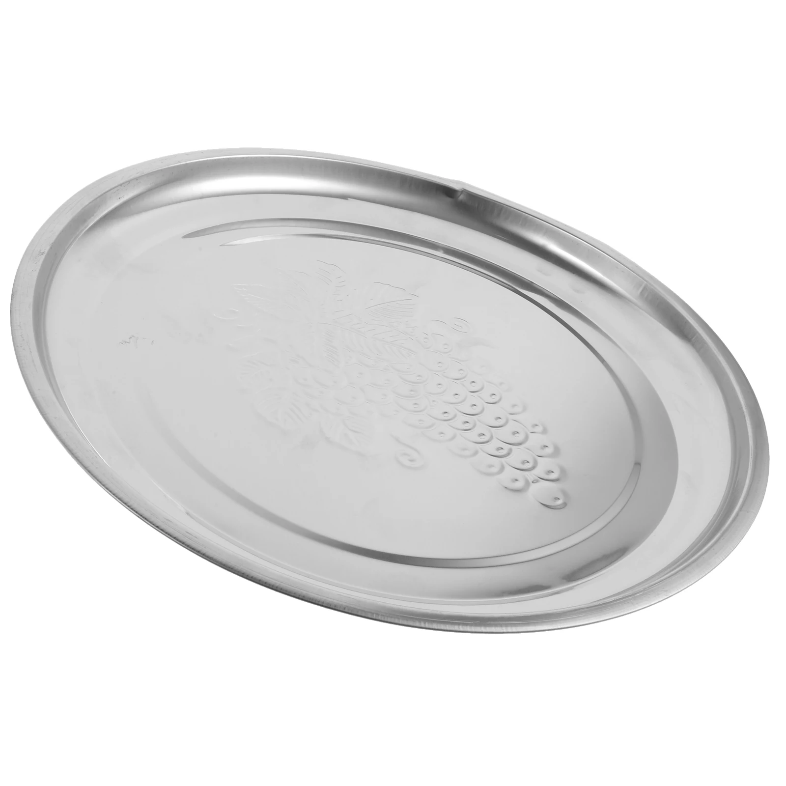 

1pc Thickened Stainless Steel Vegetable Tray Anti-Rust Dessert Plate Food Serving Steak Snack Oval Fries Pastry for Home