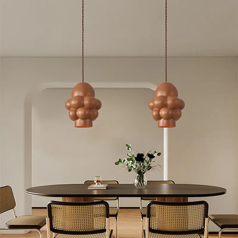 French Creamy Wind Dining Room LED Chandelier Nordic Wabi Sabi Dining Table Bar Bedroom Cloakroom Pendant Light Home Decor Lamps