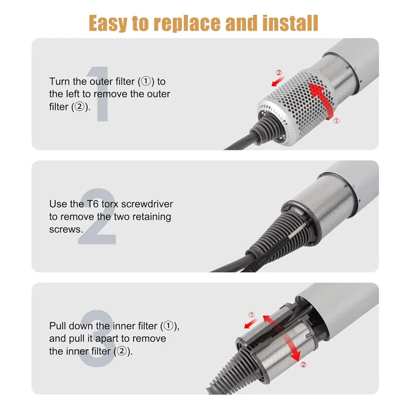ABVI-Jaring Filter Dalam untuk Pengering Rambut Supersonik Dyson HD01 HD03 HD08 Model Suku Cadang Penutup Saringan Jaring Bawaan Logam