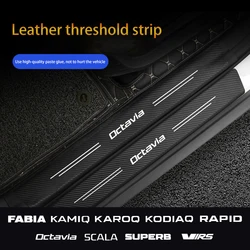 4pcs Car Door Sill Protector Stickers For Skoda Vrs Fabia Kamiq Karoq Kodiaq Rapid Octavia Scala Superb Tuning Accessories