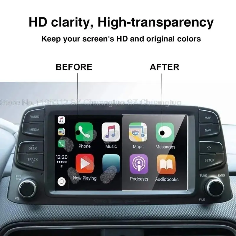 Tempered Glass  Screen Protector For Hyundai Kona 2018 2019 2020  8Inch GPS NavigationTouch Display Film