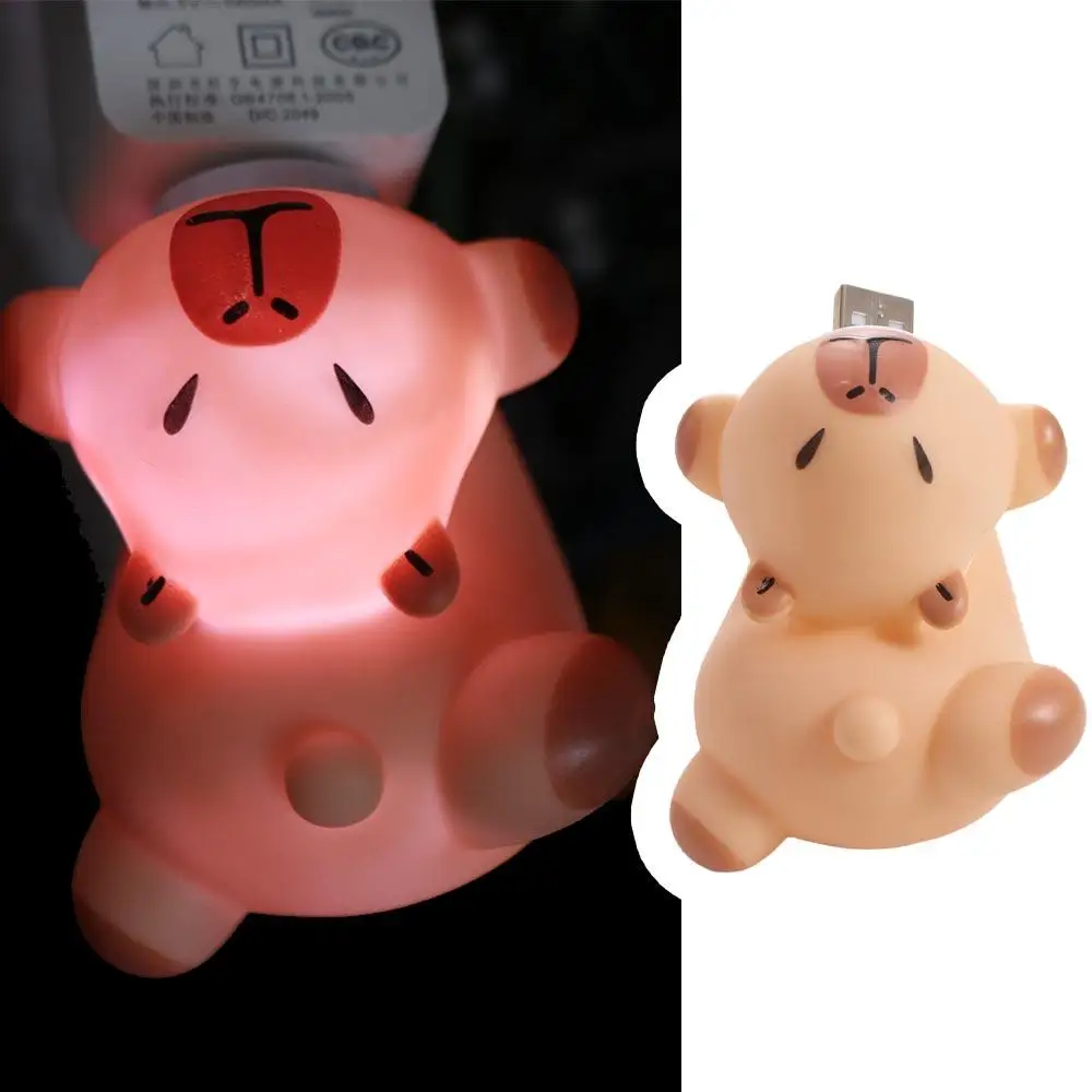 Cute Capybara USB Night Light Plastic Cartoon Smart Voice Night Light Convenient Brown Dimming Sleep Night Lamp Bedroom