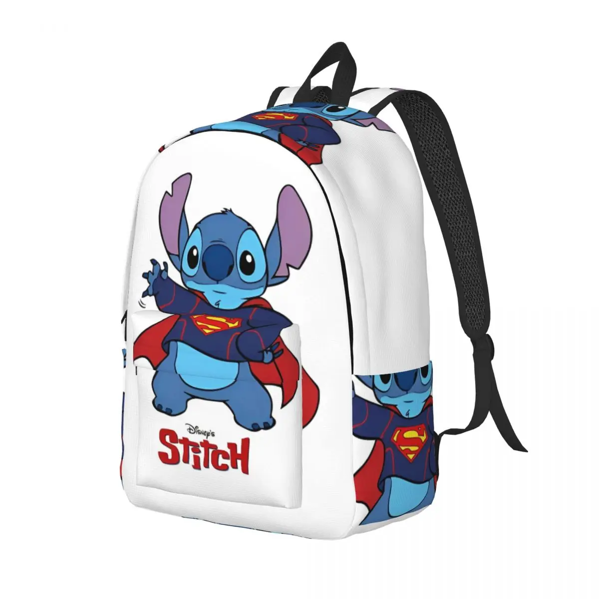 Mochila de Superman Stitch, mochila de viaje para estudiantes de escuela primaria y secundaria, bonita mochila de dibujos animados para adolescentes