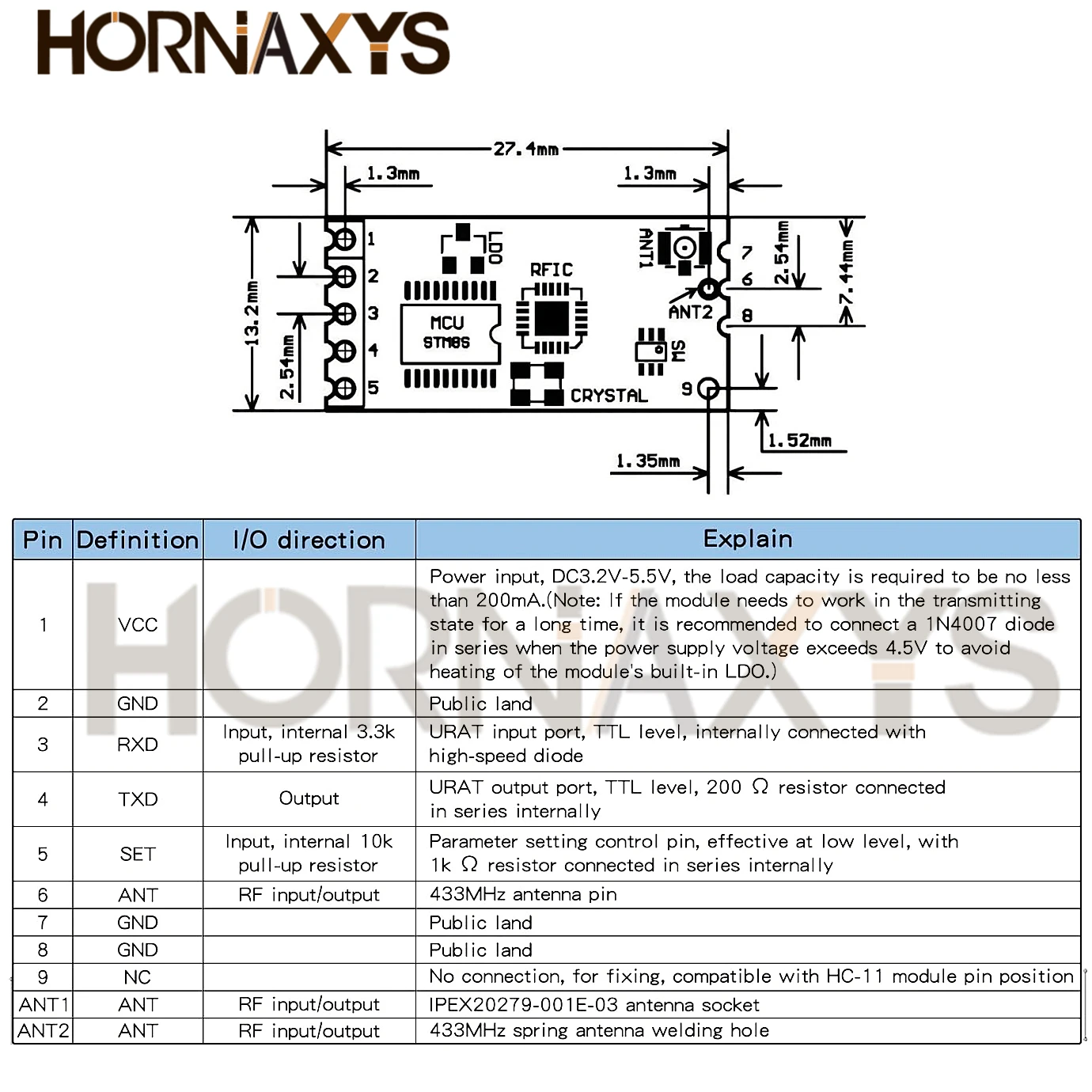 1-10pcs/ HC-12 SI4438 wireless microcontroller serial, 433 long-range, 1000M with antenna for Bluetooth New