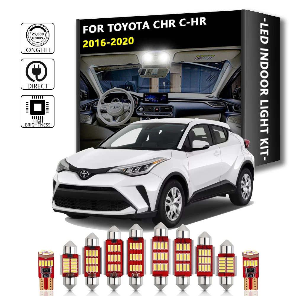 

10Pcs Canbus For Toyota CHR C-HR 2016-2020 Vehicle LED Bulb Indoor Interior Dome Map Reading Trunk Light Car Accessories