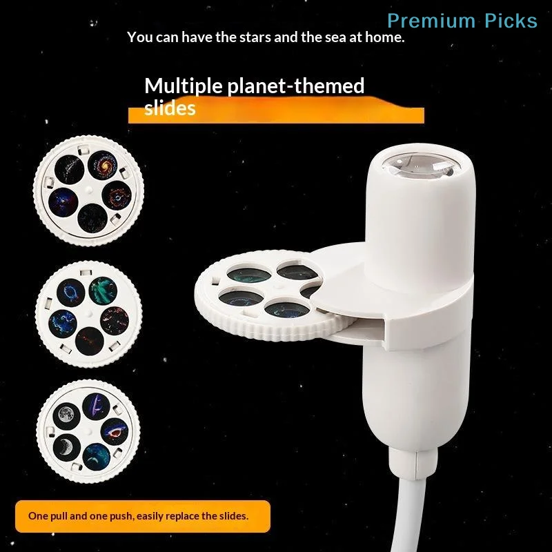 portableGalaxy Projector USB Powered Multi Planet Patterns Flexible Neck Dimmable Star Light for Nursery Room Decor