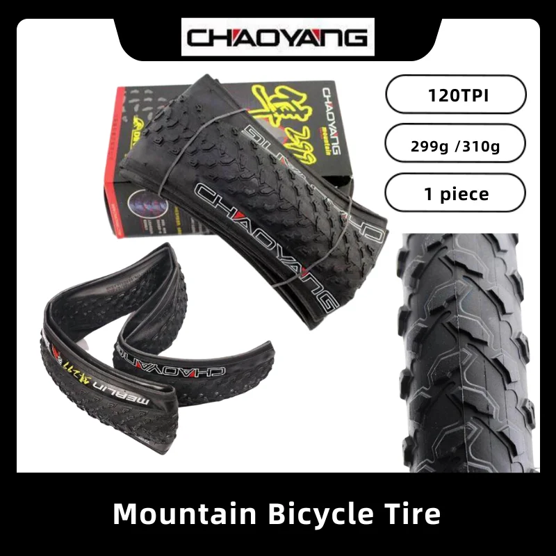 CHAOYANG Foldable Mountain Bicycle Ultralight Black Tyre Super Light XC 299 120TPI 26/27.5/29*1.95 Cycling Accessories