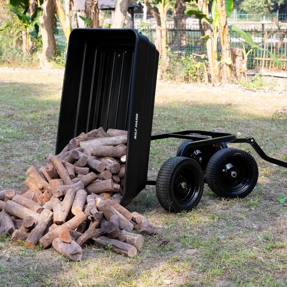 Heavy-Duty Garden Dump Cart with 1200 lbs Capacity, No Flat Tires, Quick Release, 2-in-1 Handle, 7 Cubic Feet Capacity, Versatil