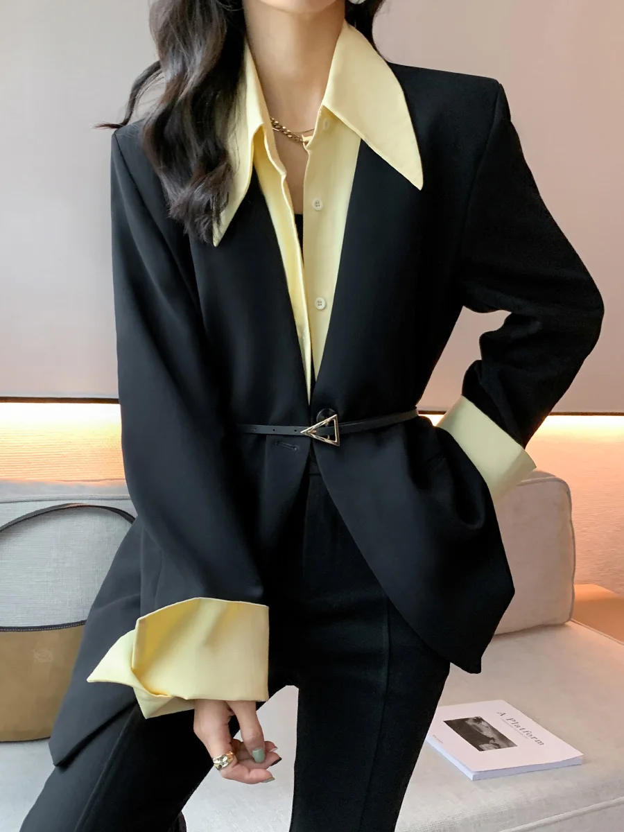 

Ele Faionable женский повседневный маленький костюм Jaet формальный осенне-зимний костюм высокого качества профессиональное ощущение поездок на работу и ветер