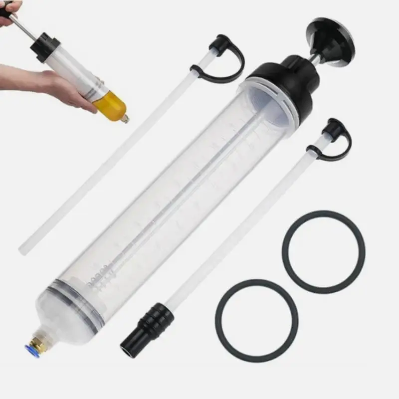 500cc Manuelle Ölspritzenpumpe für die Autoreparatur, Messinganschluss, Edelstahlrohr, Dual-Flüssigkeitsabsauger und Injektor-Kit für den Austausch von Motoröl, Bremsflüssigkeit und Kühlmittel bei