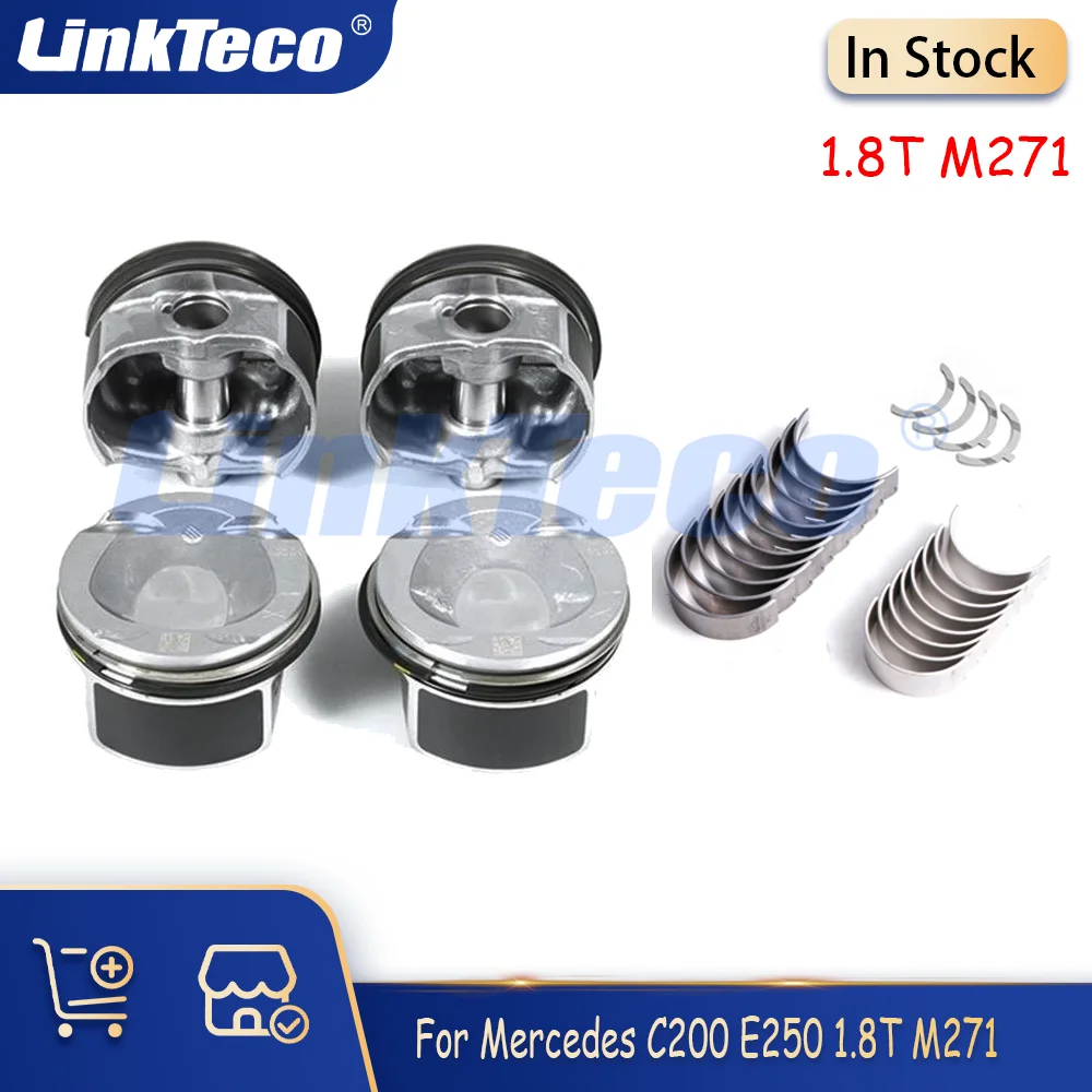Engine Pistons With Rings Main&Conrod Bearing Set STD Fit 1.8 T L4 Gas M271 For Mercedes-Benz W204 C204 W212 C200 C250 E250