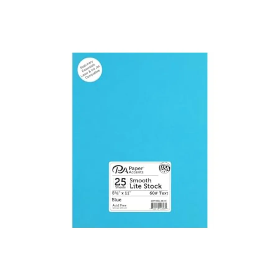 

Бумага Accent Design Paper Accents Lite, формат 8.5x11, 60 фунтов, текстовая, 25 листов, синяя
