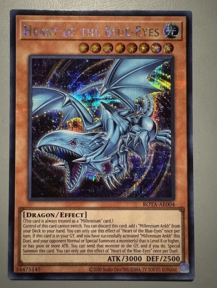 

Yugioh KONAMI Duel Monsters ROTA-AE004 Heart of the Blue-Eyes Secret Rare Asian English Collection Mint Card