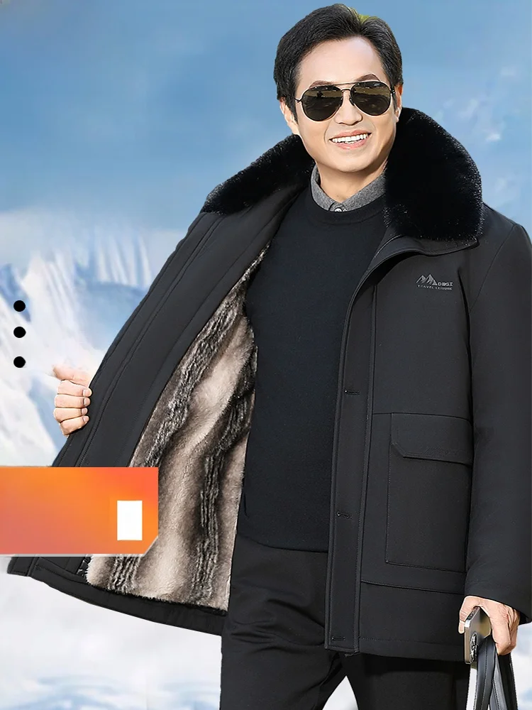 

Утепленная зимняя куртка с отстегивающимися элементами, теплая, морозостойкая, для мужчин среднего и старшего возраста, хлопковое пальто