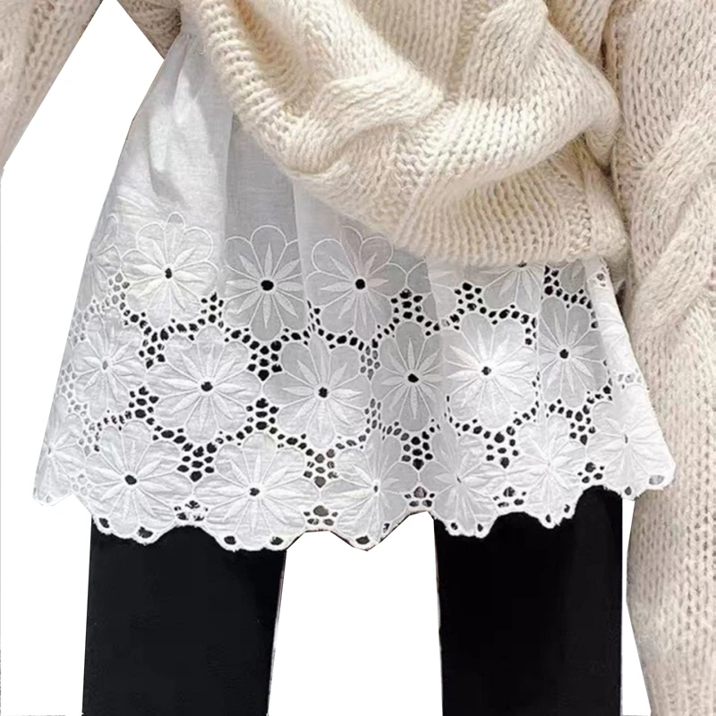 

Женская кружевная мини-юбка, повседневная ажурная короткая юбка-комбинация с эластичным поясом, Нижняя юбка, лето 2024