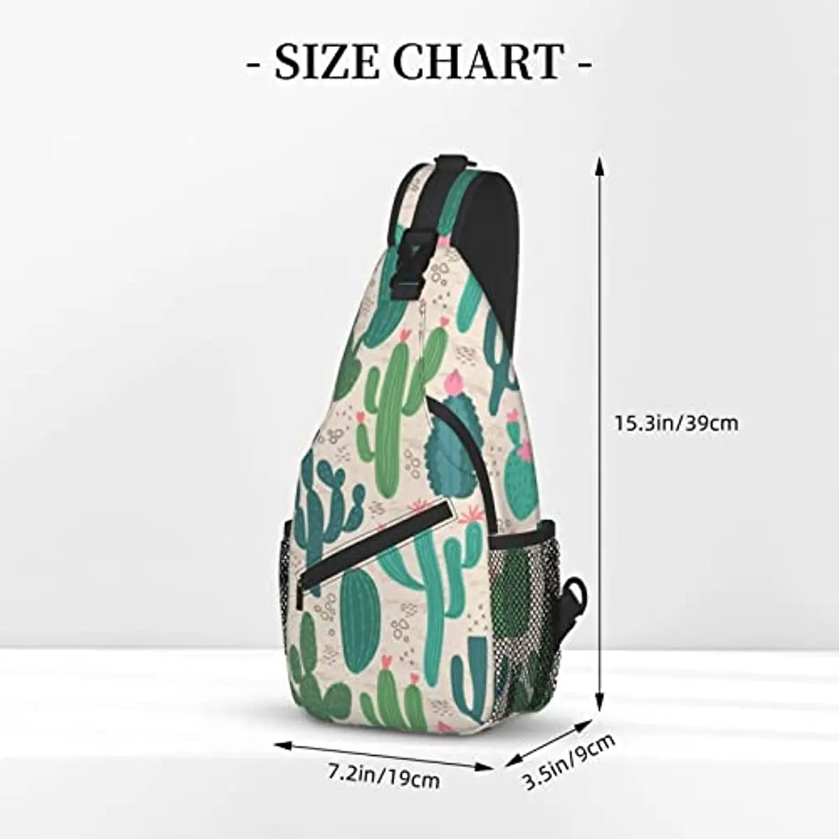 Watercolor Cactus Sling Bag Hiking Travel Backpack Waterproof Adjustable Daypack Crossbody Shoulder Chest Bag for Women Men